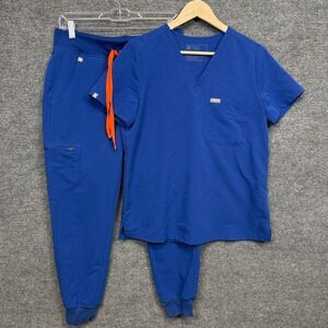 Figs Size Small Scrub Top Jogger Set Winning Blue Technical Collection PO# 3453